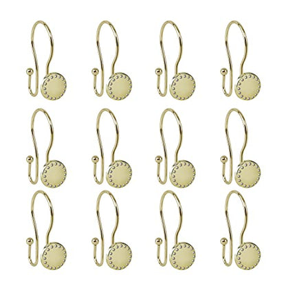 Utopia Alley HK19XX Shower Hooks - Double Shower Curtain Rings for Bathroom - Rust Resistant Shower Curtain Hooks for Shower Curtain or Liner - Shower Curtain Rings with Crystal Design - Set of 12 - color: Gold