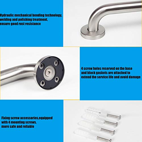 FlySkip Toilet Grab Bar,24 Inch Stainless Steel Handicap Rail for Bathroom Shower Safety,Non-Slip Hand Grips for Disabled, Elderly, Handicapped, and Pregnant Women,Floor to Wall-Mounted Support Bar | Floor to Wall-Mounted Support, 330LBS Load Capacity, St