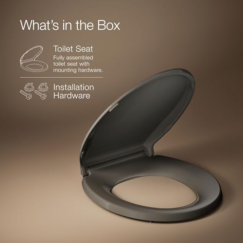 KOHLER 4639-RL-K4 Cachet ReadyLatch Round Toilet Seat Soft Close, Cashmere - color: Cashmere, size: Round