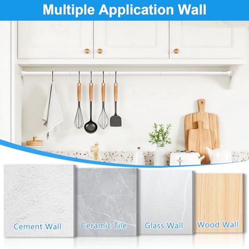 MEXAU 4 Pack Spring Tension Curtain Rods 24-46In White Shower Curtain Rod | Adjustable Spring Tension Rods No Drilling for Window Closet Kitchen Wardrobe Bathroom, Non Slip Tension Rods ,7/8" Diameter - color: White-4P, size: 24-46 Inch