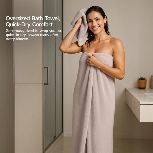 REDKISS Pack of 6 Towel Set - 2 Extra Large Bath, 2 Hand, 2 Washcloths, Ultra Soft & Highly Absorbent, Quicker to Dry, Beige Towels for Bathroom, Spa, Hotel, Gym - color: Beige