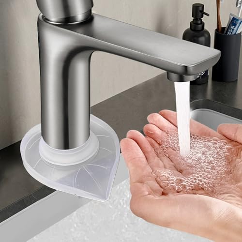 Silicone Faucet Mat Kitchen Tap Sink Countertop Protector Clear Compact Splash Guard Water Behind Draining(Clear,2PCS)
