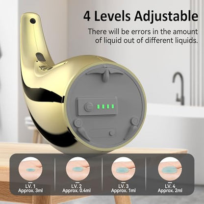 Touchless Liquid Soap Dispenser, 300 mL, Gold, Rechargeable | Magnetic charging, 4 adjustable 0.4–3 mL output levels, IP65 splash protection and 10-second self-cleaning mode - color: Polished Gold