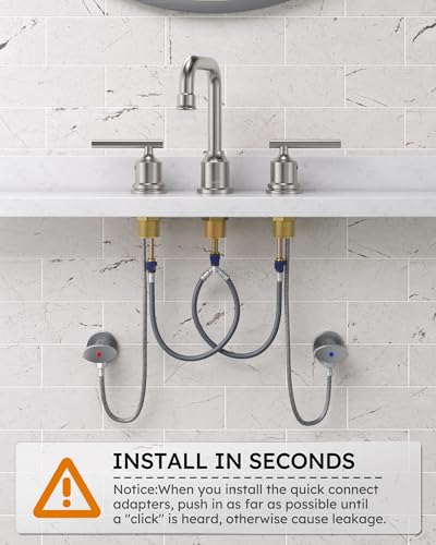 WOWOW Brushed Nickel Bathroom Faucet 3 Hole, Widespread Vanity Sink Faucets | Copper Inlet 8 Inch Faucet for Bathroom Sink with Swivel Spout, Two Handles Lavatory Tap with Drain and cUPC Supply Line - color: Brushed Nickel, style: Upgrade-8 Inch