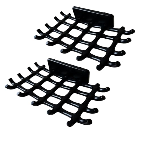 2-Pack Adhesive Soap Holder, No Drill Wall Mounted Self Draining Soap Dish for Shower Bathroom Kitchen(Black) - color: Black