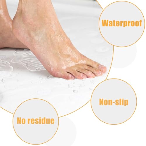 12Pcs Clear Bathtub Stickers Non Slip, Shell Shaped | Adhesive, Safety Shower Treads, For Bathroom Bathtub, Shower Floor - color: Clear