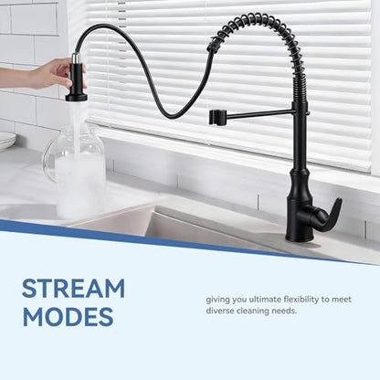 Kitchen Faucet Head Replacement with 2 Modes, Pull Down Spray Head for Kitchen Faucet, Kitchen Sink Sprayer Replacement Compatible with Moen, American Standard, Kohler Faucets - color: Matte Black-2