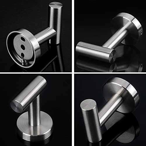 NearMoon Bath Towel Hooks- SUS 304 Stainless Steel Robe Hook Holder, Heavy Duty Coat Hook for Bathroom Livingroom Hotel Kitchen Garage, Wall Mounted- 4 Pack (Brushed Nickel) - color: Brushed Nickel, size: 4 Pack