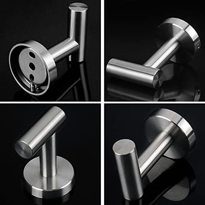 NearMoon Bath Towel Hooks- SUS 304 Stainless Steel Robe Hook Holder, Heavy Duty Coat Hook for Bathroom Livingroom Hotel Kitchen Garage, Wall Mounted- 4 Pack (Brushed Nickel) - color: Brushed Nickel, size: 4 Pack