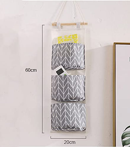 Over The Door Closet Organizer, 2 Packs Waterproof Wall Hanging Storage Bags with 3 Pockets for Kitchen Bedroom Bathroom (Grey)