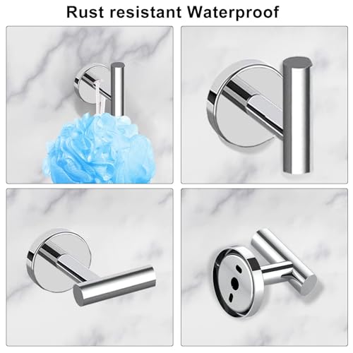 Cilee 10 Piece Chrome Bathroom Accessories Set, 24inch Polished Chrome Towel Bar Ring+Toilet Paper Holder+ Robe Towel Hook SUS304 Stainless Steel Bathroon Hardware Set - color: B Chrome, size: 24inch