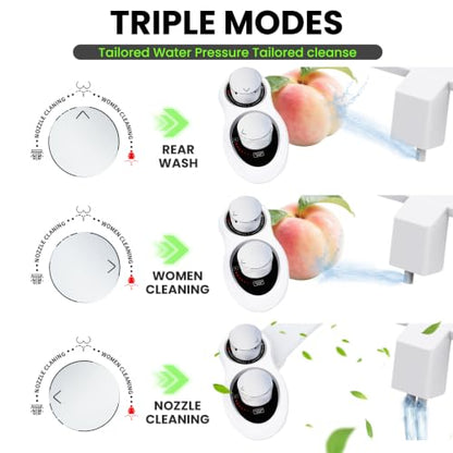 2-in-1 RV Bidet Attachment and Handheld Sprayer Combo for Camper Toilet, Non-Electric Dual Nozzle Toilet Bidet with Metal Spray Wand, Adjustable Pressure - color: Chrome Knob