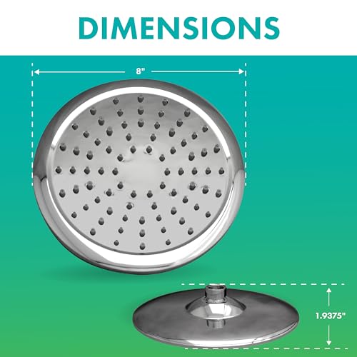 Niagara Conservation N9520CH Rainfall Spa 1-Spray with 2 GPM 8-in. Wall Mount Adjustable Fixed Shower Head in Chrome, 1-Pack | Bathroom Shower Head Sprayer with Pressure Compensation - color: Chrome, size: 2 GPM