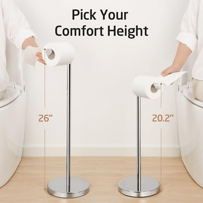 KES Freestanding Toilet Paper Holder with Weighted Base, Polished Silver | 304 Stainless Steel, Cement-Filled Base, Anti-Slip Pad, 20.2" H, Fits All Roll Sizes, Easy 1-Min Assembly - color: Polished Silver, size: 20.2" H