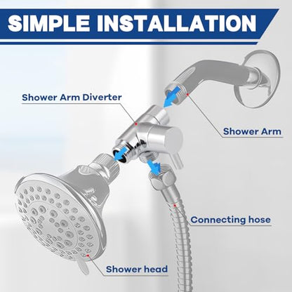 All Metal 2-Way Shower Arm Diverter Valve, G1/2 Solid Brass Shower Splitter for Handheld and Fixed Showerhead – Universal Bathroom Diverter Replacement Part Chrome - color: Chrome