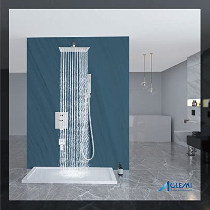 Aolemi Shower Faucet Set with Tub Filler Handheld 10" Head Polish Chrome | Shower Valve and Trim Kit,Handheld Spray,Tub Spout,Single Handle,SUS304,Bathroom Mixer for Remodeling - color: Chrome, size: 10 Inch Shower Head