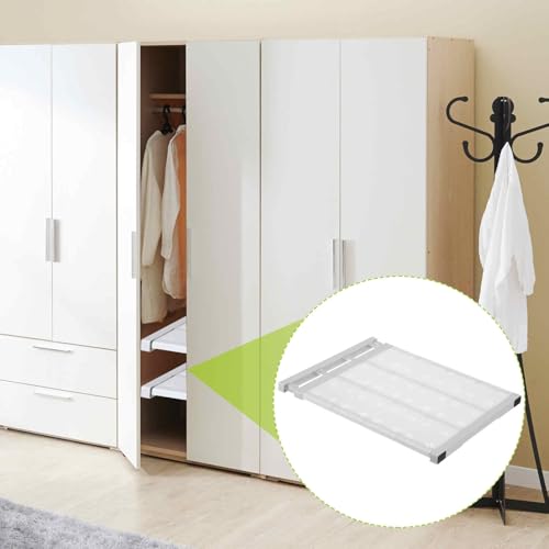 HARFINGTON Expandable Closet Tension Shelf 18.9" to 31.5" Adjustable Closet Organizer 2.5" x 13.78" Flower Pattern Storage Rack for Wardrobe Cupboard Kitchen Bedroom - size: 48cm to 80cm