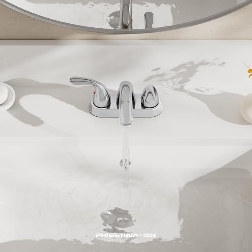 Chrome 4 Inch 2 Handle Centerset 2 or 3 Holes Bathroom Faucet 2 Pack, Vanity Sink Faucet with Copper Pop Up Drain and Water Supply Lines, BF008-5-C-2PACK - color: Chrome, style: 2 Pack