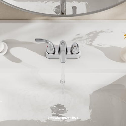 Chrome 4 Inch 2 Handle Centerset 2 or 3 Holes Bathroom Faucet 2 Pack, Vanity Sink Faucet with Copper Pop Up Drain and Water Supply Lines, BF008-5-C-2PACK - color: Chrome, style: 2 Pack
