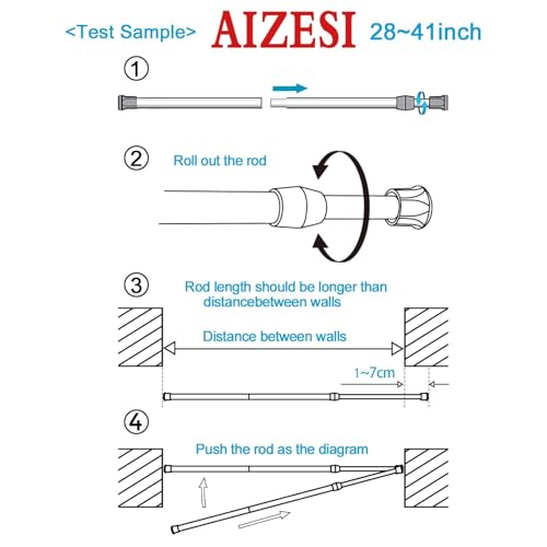 Spring Tension Curtain Rod Short Tension Rod (Silver,27" to 37"-2Pcs) - color: Silver, size: 27" to 37"-2Pcs