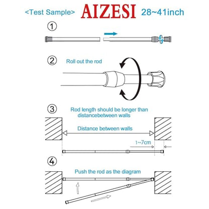 Spring Tension Curtain Rod Short Tension Rod (Silver,27" to 37"-2Pcs) - color: Silver, size: 27" to 37"-2Pcs