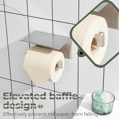 KOKOSIRI Toilet Paper Roll Holder Brushed Nickel Toilet Paper Holder with Shelf Stainless Steel Bathroom Dispenser Wall Mounted, B2010BR - color: Brushed Nickel, size: With Shelf(1 Pack)
