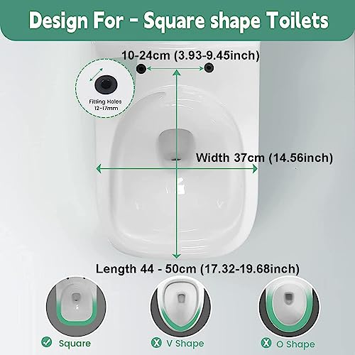 Toilet Seat Square Quick-Release Feature For Easy-Clean Adjustable Hinges 34 5X43Cm - size: 37*47cm