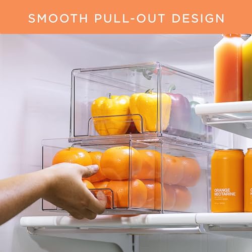 Sorbus Plastic Storage Bins Stackable Clear Pantry Organizer Box Bin for Organizing Kitchen Fridge, Food, Snack Pantry, Fruit, Vegetables, Bathroom, Wide & Narrow Deep (6 Pack) - size: 6 Pack