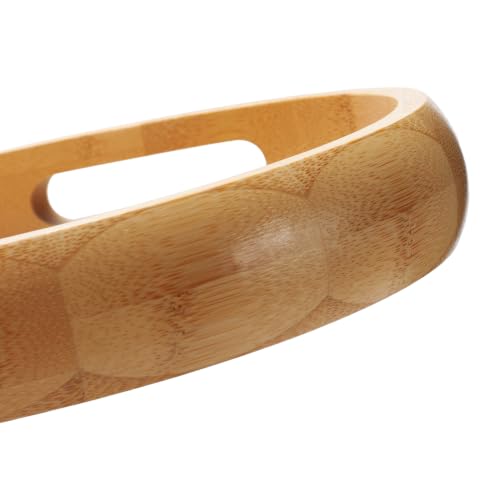 9.8" Round Bamboo Tray with Handles, Wood Serving Tray, Decorative Tray | Wooden Centerpiece Tray for Coffee Table, Kitchen, Living Room, Bedroom - size: 9.8"