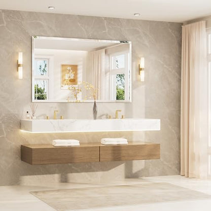 TETOTE 60" x 36" Rectangle Tempered Mirror with Frameless Beveled Edge for Vanity and Bathroom - size: 36"L x 60"W