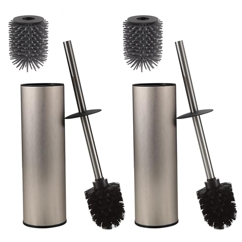Toilet Brush and Holder,Stainless Steel Toilet Brushes for Bathroom with Holder 2pack Brushed Nickel - color: Brushed Nickel