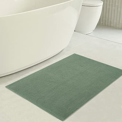 American Soft Linen Bath Rug, 20 in 34 in 100% Cotton Bath Mats Rugs for Bathroom, Slip Reducer Washable Shaggy Form Area Rugs, Sage Green Bath Rug - color: Sage Green, style: 20x34" Cotton Bath Mat