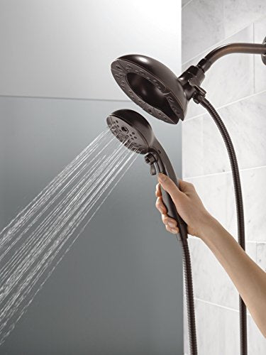 Delta Faucet 5-Spray In2ition Dual Shower Head with Handheld Spray, H2Okinetic Oil Rubbed Bronze Shower Head with Hose, Showerheads, Handheld Shower Heads, Venetian Bronze 58480-RB-PK - color: Venetian Bronze