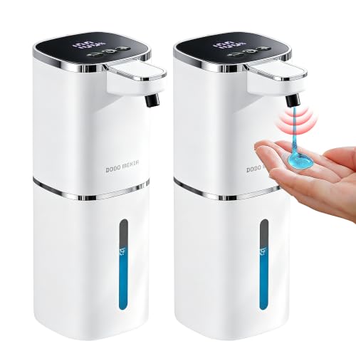 2 Pack Automatic Liquid Soap Dispenser, USB Rechargeable | , 13.5oz/400mL, 9-Adjustable Liquid Levels, IPX5 Waterproof, Touchless & Wall/Tabletop Use for Kitchen Bathroom, White - color: White Liquid