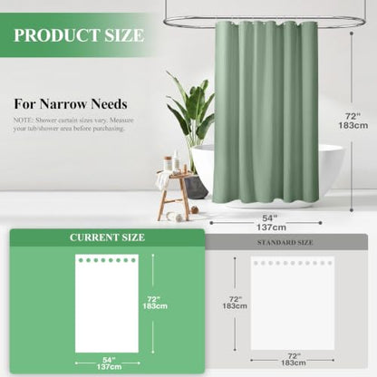 Stall Waffle Shower Curtain 256 GSM Heavy Fabric 54x72 Sage Green | 54 Inch Wide, Thick Cloth, Weighted Hem, Water Repellent, Hotel Luxury Polyester Shower Curtain Set for Bathroom 10 Hooks - color: A. Sage Green, size: 54"W x 72"L (Pack of 1)