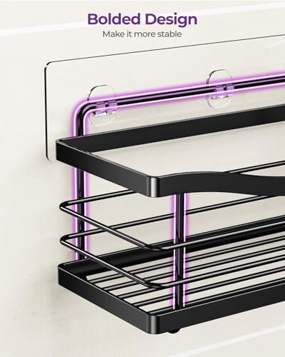 ODesign 3 Pack Adhesive Shower Caddy,Stainless Steel Shower Shelves,Black | No Drilling Shower Shelves Rack,Rustproof Shower Organizer with Soap Holder,Shelves for Bathroom Storage & Home Decor