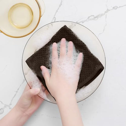 Homaxy 100% Cotton Waffle Weave Kitchen Dish Cloths, 9-Pack, Dark Brown | Ultra Soft Absorbent Dish Towels, Quick Drying Dish Rags with Hanging Loop, 12 x 12 Inches - color: Dark Brown, size: 12 x 12 - 9 Pack