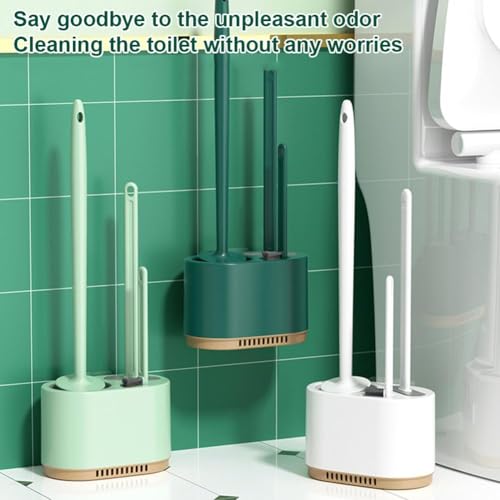 Toilet Brush and Plunger Set,3 in 1 Toilet Plunger and Brush Set,Toilet Bowl Brush and Plunger Set for Bathroom Cleaning,Bathroom Cleaning Tools,Toilet Brush Plunger Combo Bathroom Supplies (White) - color: White