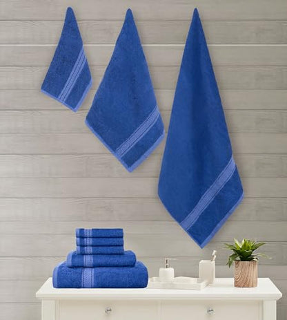 Bath Towel Set 8 PCS (8, Navy) - color: Navy