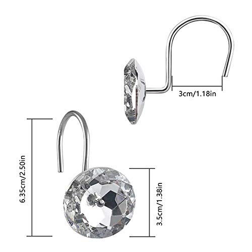 12 Pcs Bling Rhinestones Shower Curtain Hooks Bathroom Rolling Hooks - color: Clear Crystal