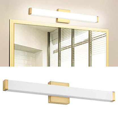 Bathroom Vanity Light Brushed Nickel Square LED 24 inch 14W 4000K Natural White Light Wall Bar Lighting Fixtures Over Mirror (Metal Brass, 24in) - color: Metal Brass, size: 24in