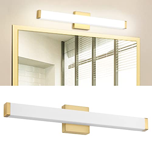 Bathroom Vanity Light Brushed Nickel Square LED 24 inch 14W 4000K Natural White Light Wall Bar Lighting Fixtures Over Mirror (Metal Brass, 24in) - color: Metal Brass, size: 24in