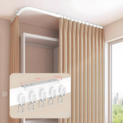 Aluminum Flexible Curtain Track, Ceiling/Wall Mount Curtain Rail System, Curved Shower Curtain Rod, for Curved Shower Curtain, RV(White,230cm/7.5ft) - color: White, size: 230cm/7.5ft