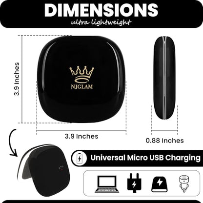 Compact LED Mirror, 3.9 inches 1X &10X Magnification, Auto ON/Off, USB Charging, 3 Light Setting & Dimmable, (Black) - color: Black