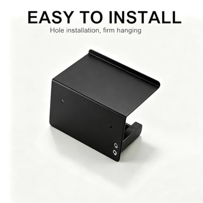 Matte Black Toilet Paper Holder Wall Mount, NEWRAIN Rustproof Toilet Tissue Holder with Phone Shelf, Stainless Steel Adhesive Toilet Roll Holder for Bathroom, Washroom, Kitchen, RV - color: Matte Black, style: Single