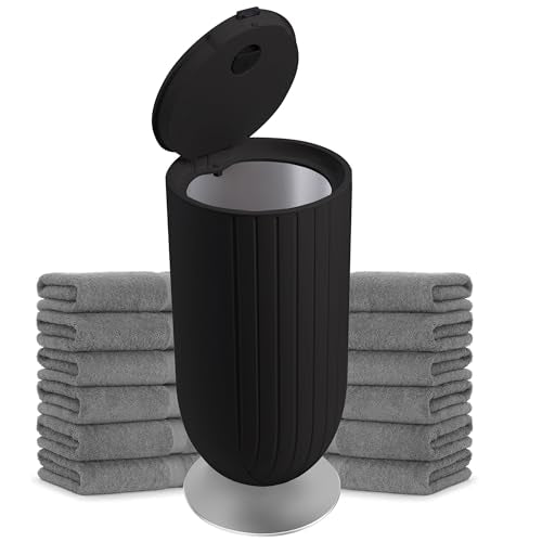 Large 27L Bathroom Towel Warmer Dryer – 5-Min Rapid Heat, 4 Modes, Auto Flip-Top, Aromatherapy, Night Light & ETL Certified for Towels, Blankets & Clothes. (Black) - color: Black (Flip Top)