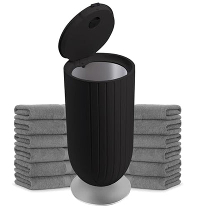 Large 27L Bathroom Towel Warmer Dryer – 5-Min Rapid Heat, 4 Modes, Auto Flip-Top, Aromatherapy, Night Light & ETL Certified for Towels, Blankets & Clothes. (Black) - color: Black (Flip Top)