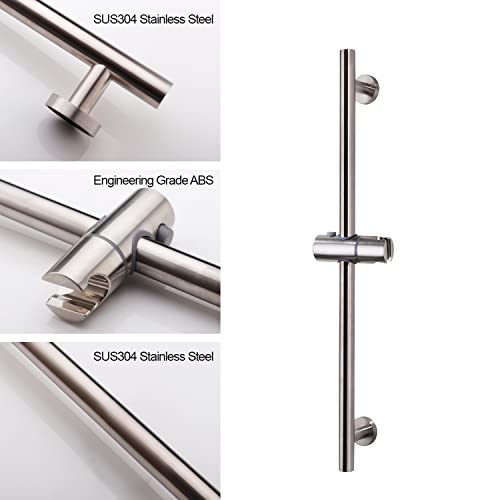 Brushed Nickel Shower Slide Bar, Bathroom Shower Slide Bar with Adjustable Handheld Shower Holder, Stainless Steel Slide Slide Bar Wall Mount Sliding Bar - color: Brushed Nickel