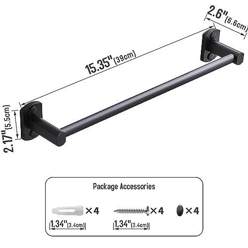 Black Towel Bar, Hand Towel Rack for Bathroom Wall Mounted Towel Hanger, Kitchen Bath Towel Holder, Toilet Towel Rod, 16 Inch - size: 16 Inch Single Bar