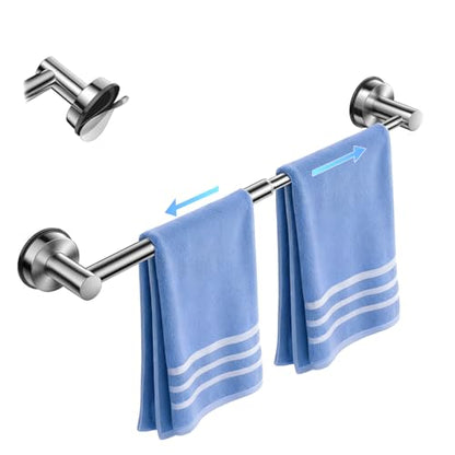 Adjustable Suction Cup Towel Bar Towel Racks for Bathroom 14.6-24" | No Drill Towel Rack, Stainless Steel Towel Bar Heavy Duty Wall Mounted - color: Silver